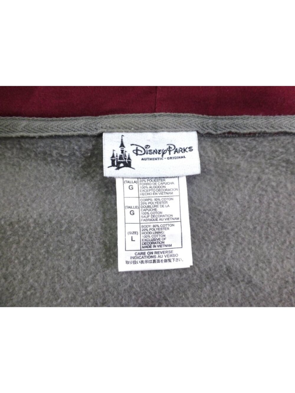 Disney Parks Gray Full Zip-Up Hoodie 1971 Walt Disney World Large Authentic - Picture 4 of 16